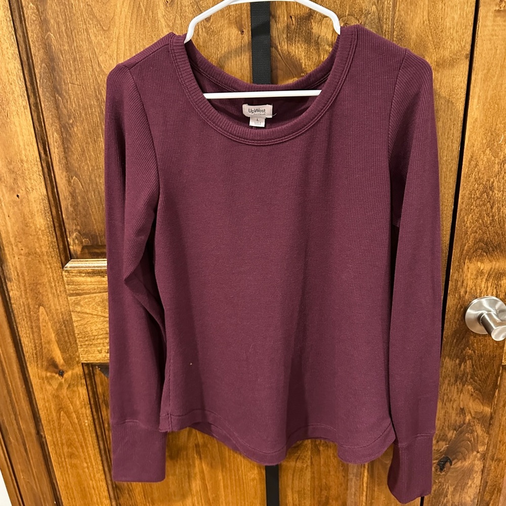 UpWest waffle knit Crewneck Top in Plum